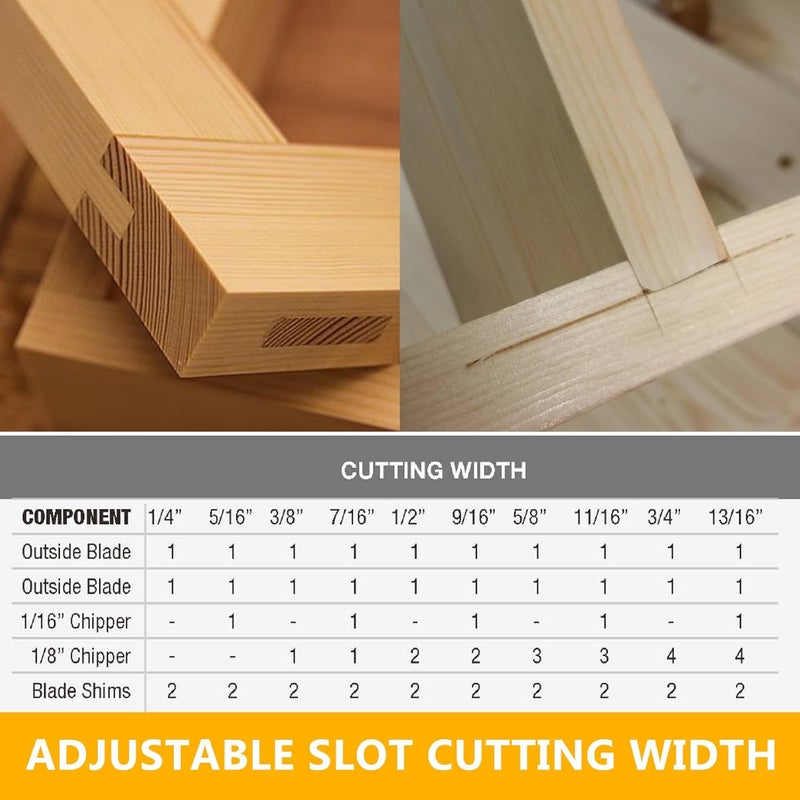 WANTTIK Dado Blade Set, 8 Inch Stacking Dado Blade, 24-Tooth with 5/8-Inch Bore - 23 Pieces for Cutting Various Wood, Plastic and Composite Materials - Image 5